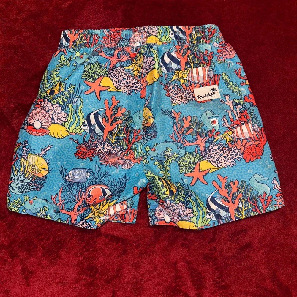 Boardies Kids Blue Coral Reef Tropical Fish Swim Trunks‎ Shorts Size 5-6Y